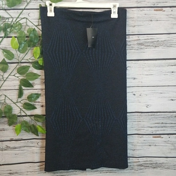 Zara Dresses & Skirts - NWT Zara sparkle diamond blue black stretchy midi pencil skirt sz Large